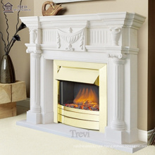 Hand Carving Figure Cultured White Beige Marble Fireplace Surround for Sale